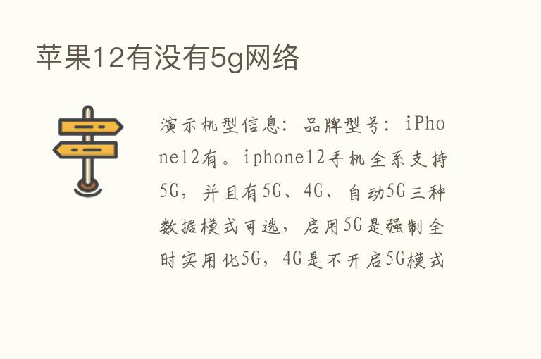 苹果12有没有5g网络