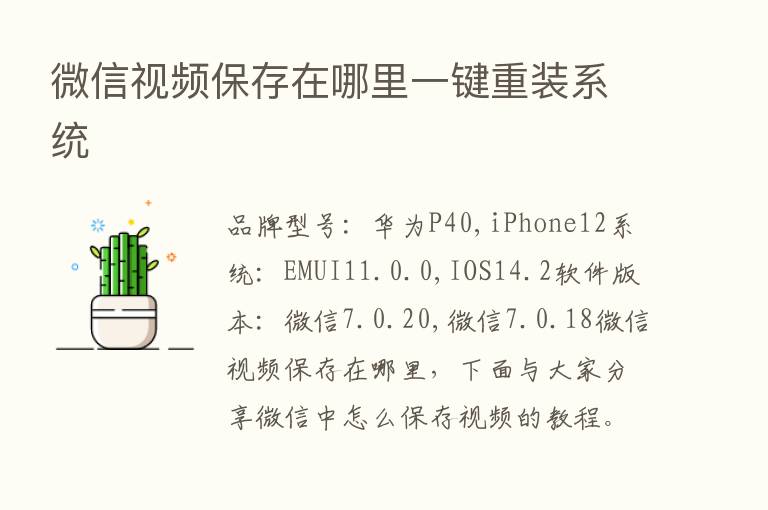 微信视频保存在哪里一键重装系统