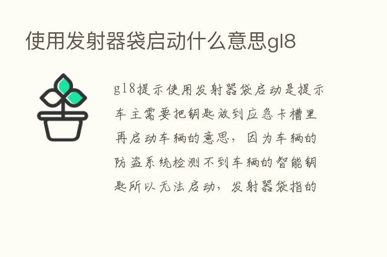 使用发射器袋启动什么意思gl8