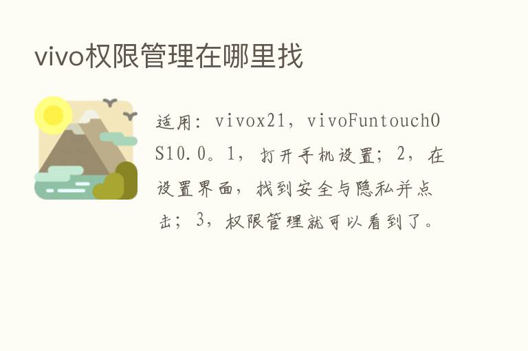 vivo权限管理在哪里找