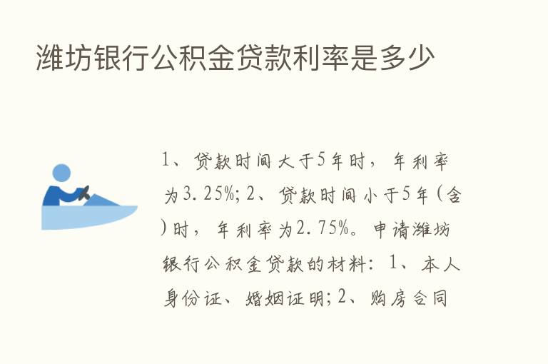 潍坊银行公积金贷款利率是多少