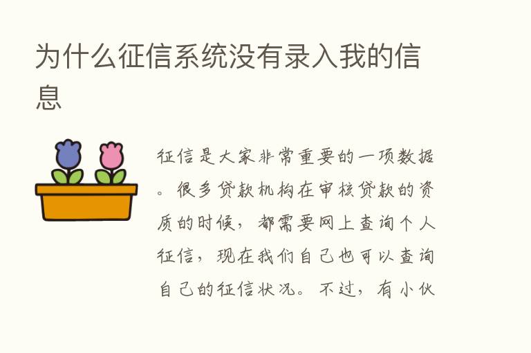 为什么征信系统没有录入我的信息