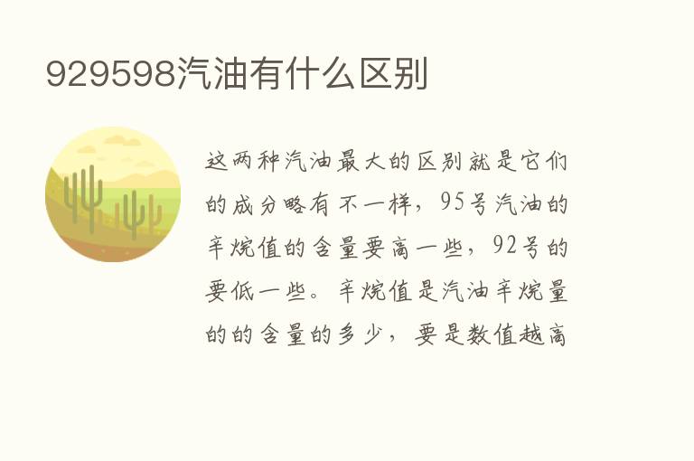 929598汽油有什么区别