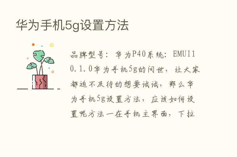 华为手机5g设置方法