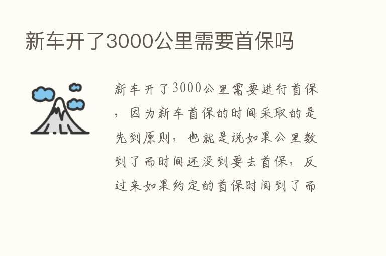 新车开了3000公里需要首保吗