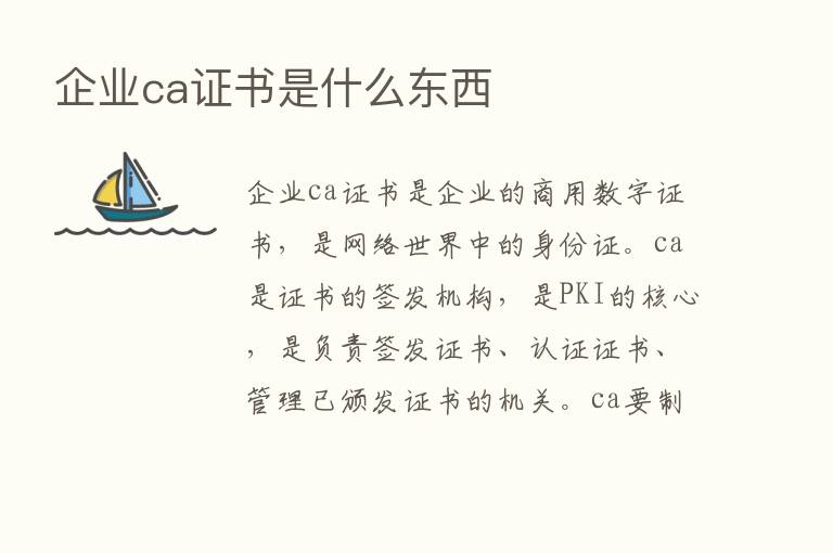 企业ca证书是什么东西