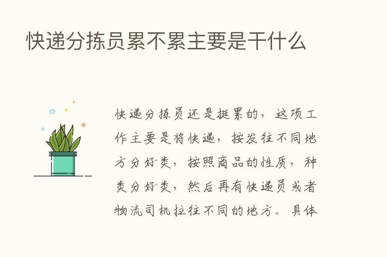 快递分拣员累不累主要是干什么