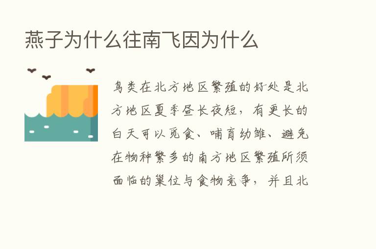 燕子为什么往南飞因为什么