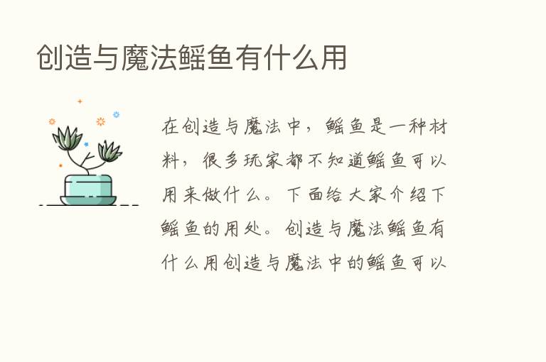 创造与魔法鳐鱼有什么用