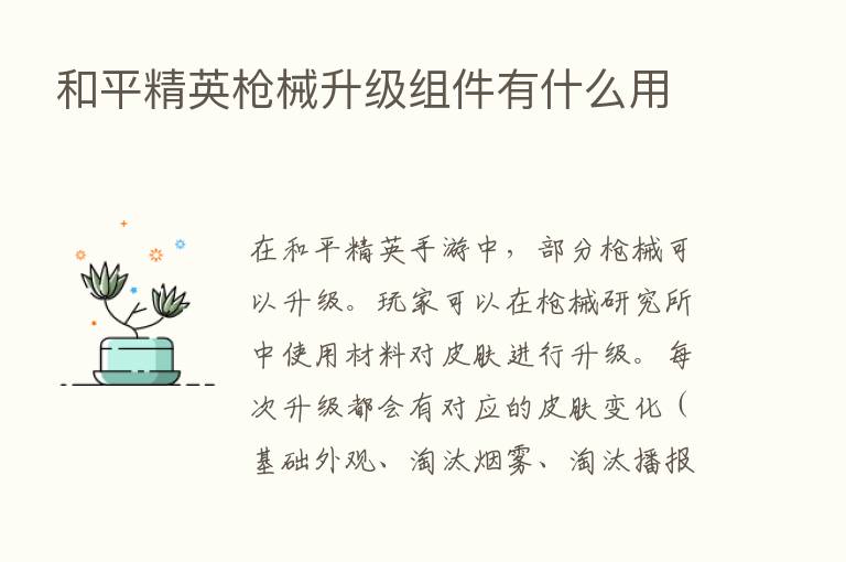 和平精英枪械升级组件有什么用