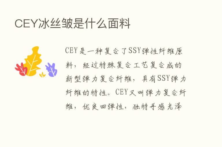 CEY冰丝皱是什么面料