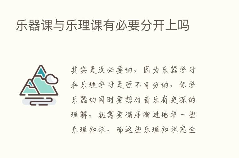 乐器课与乐理课有必要分开上吗