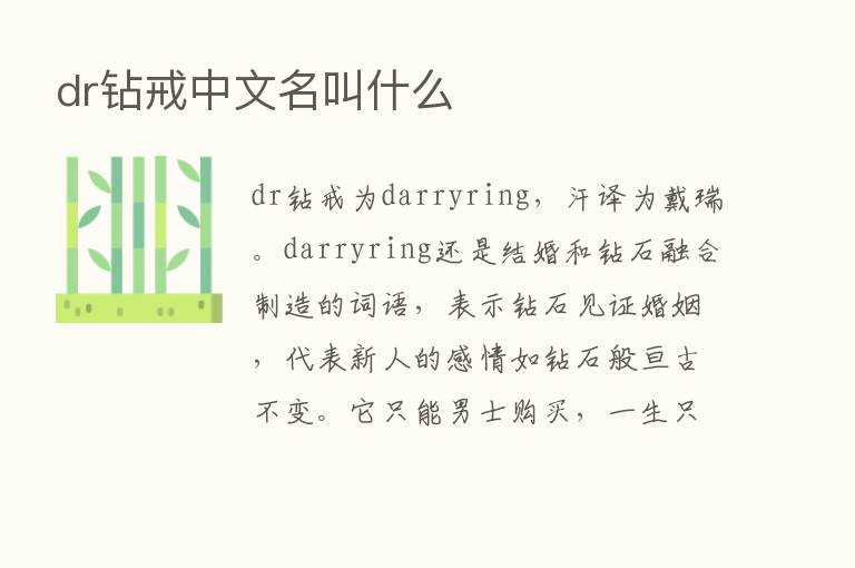 dr钻戒中文名叫什么