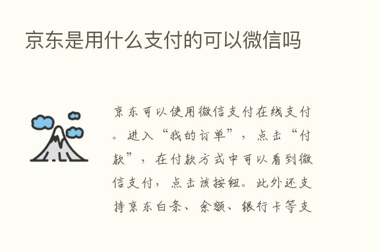 京东是用什么支付的可以微信吗