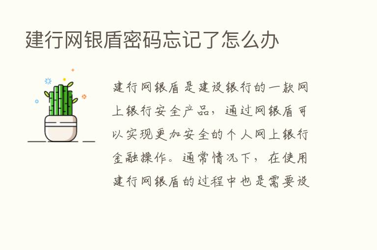 建行网银盾密码忘记了怎么办