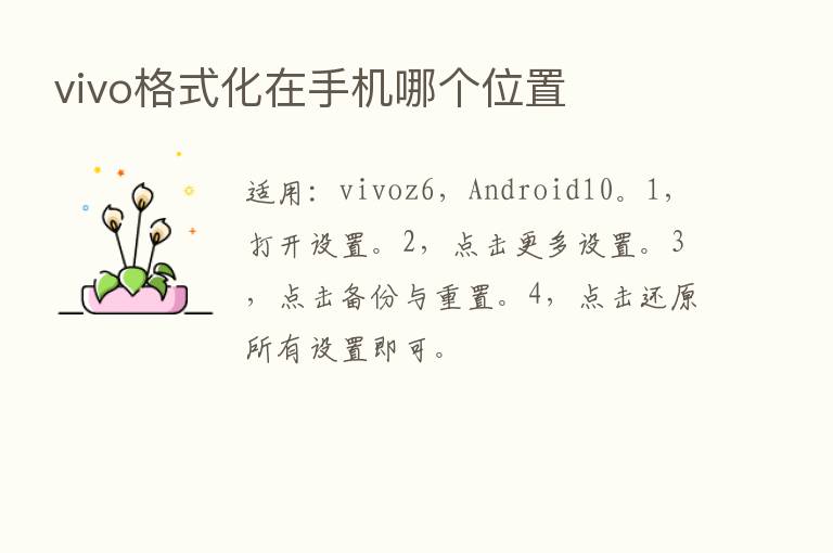 vivo格式化在手机哪个位置