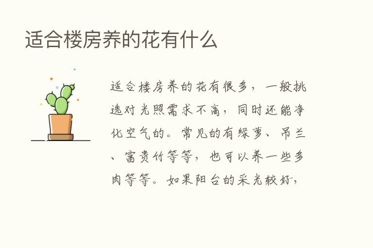 适合楼房养的花有什么