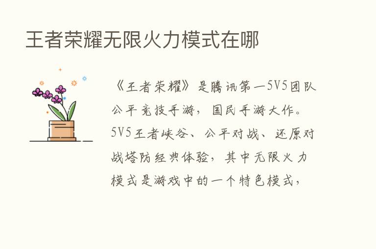 王者      无限火力模式在哪