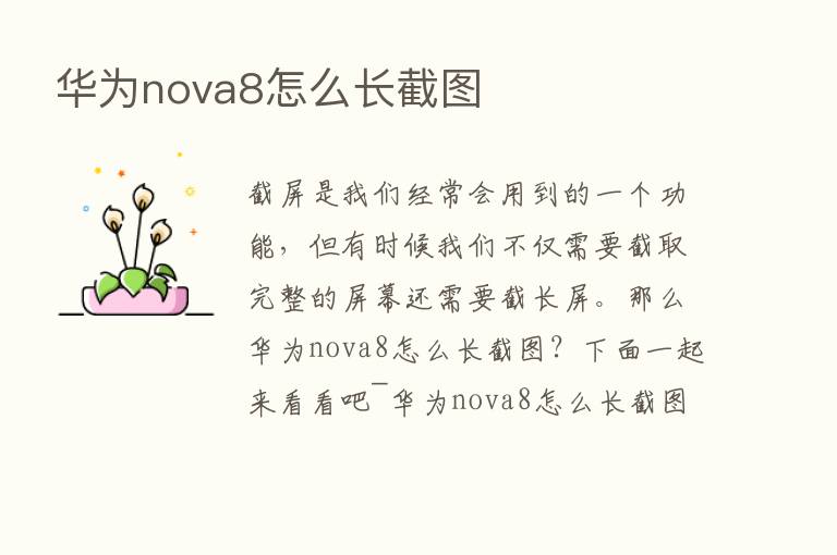 华为nova8怎么长截图