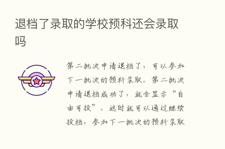 退档了录取的学校预科还会录取吗