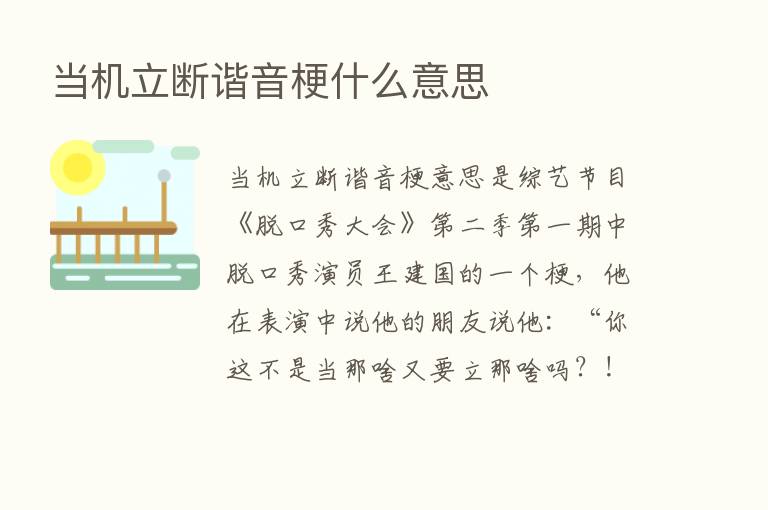 当机立断谐音梗什么意思