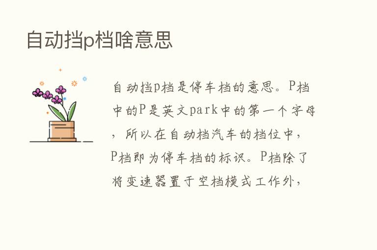 自动挡p档啥意思