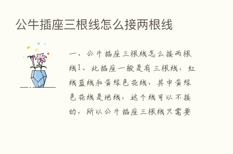 公牛插座三根线怎么接两根线