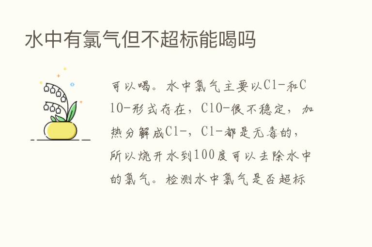 水中有氯气但不超标能喝吗