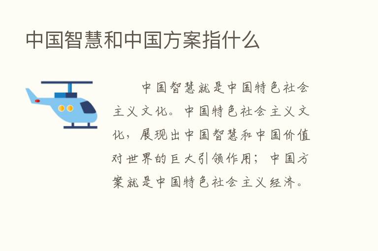 中国智慧和中国方案指什么