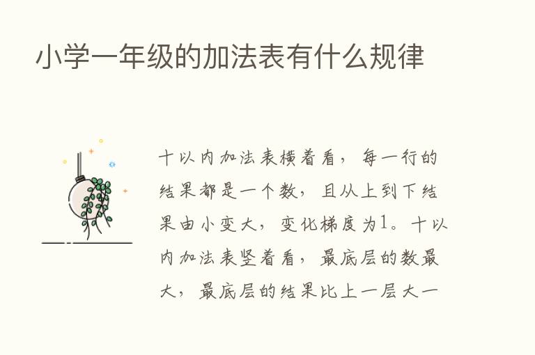 小学一年级的加法表有什么规律