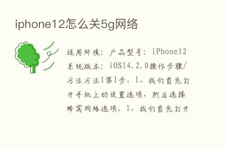 iphone12怎么关5g网络