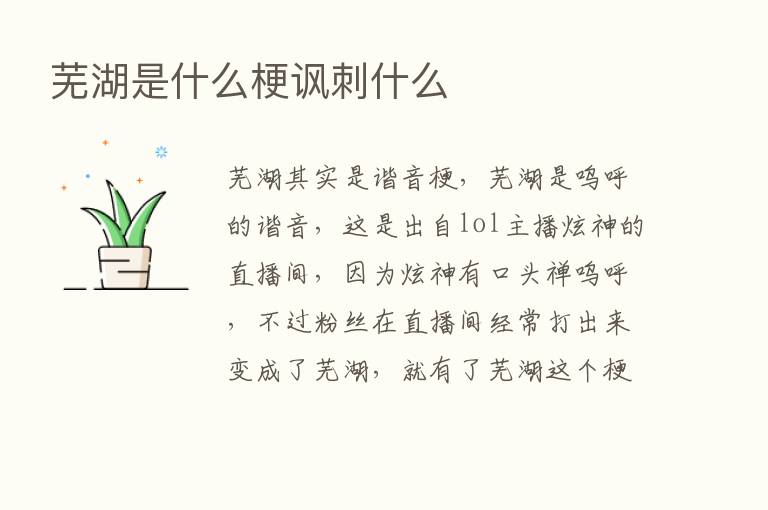 芜湖是什么梗讽刺什么