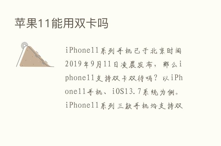苹果11能用双卡吗