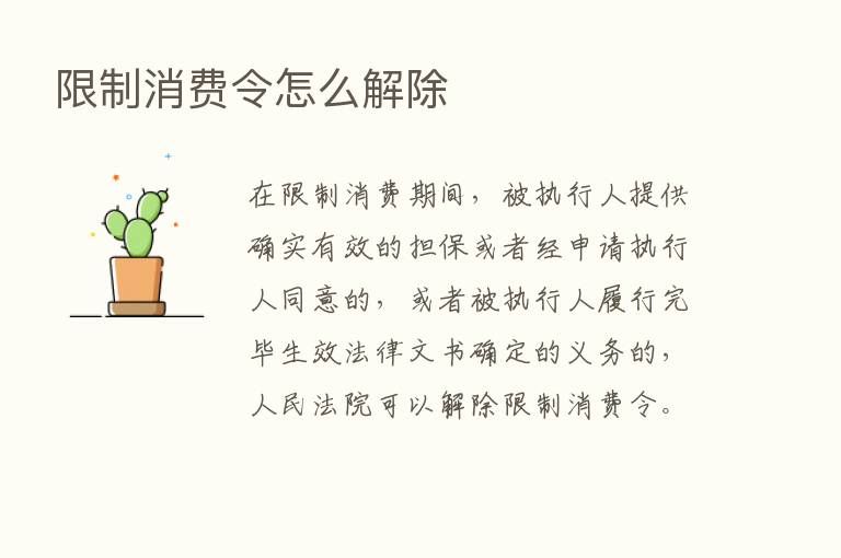 限制消费令怎么解除