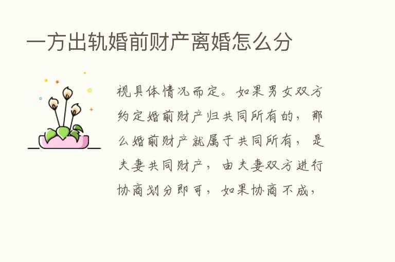 一方出轨婚前财产离婚怎么分