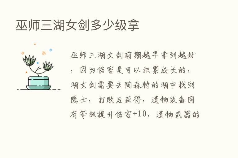 巫师三湖女剑多少级拿