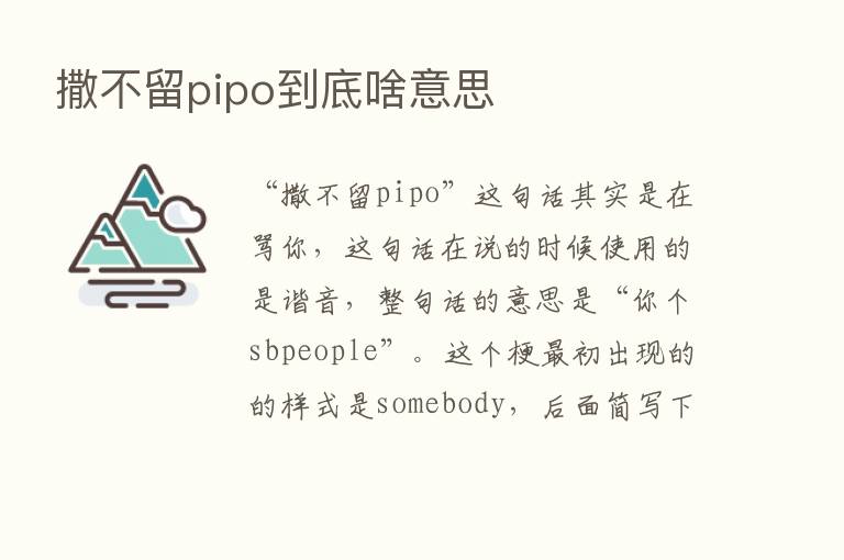 撒不留pipo到底啥意思