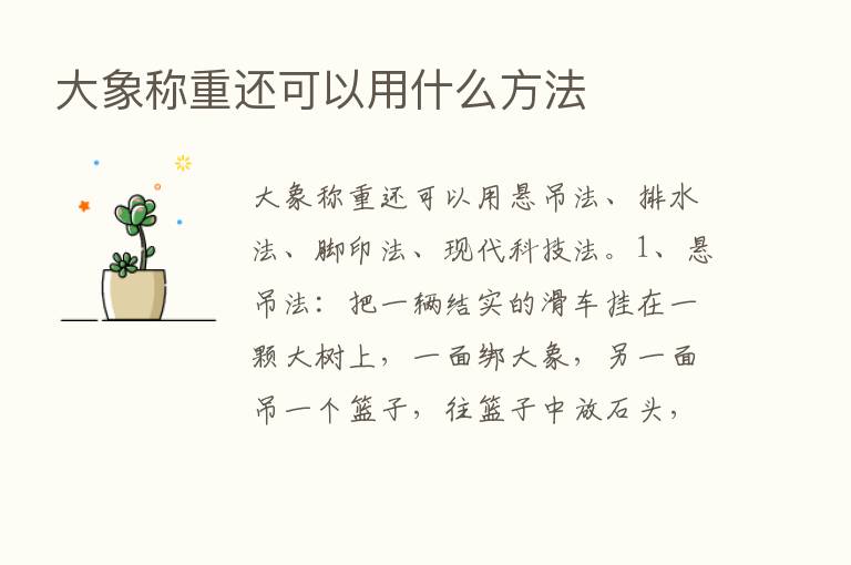 大象称重还可以用什么方法