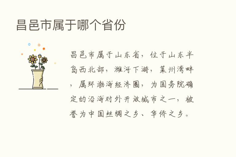 昌邑市属于哪个省份