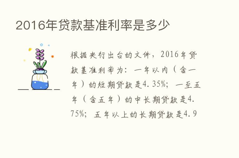 2016年贷款基准利率是多少