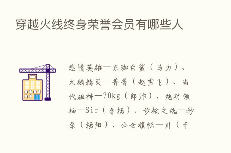 穿越火线终身荣誉会员有哪些人