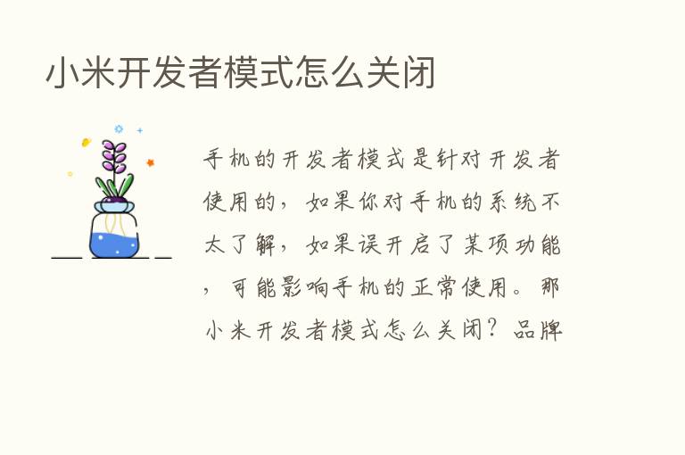 小米开发者模式怎么关闭