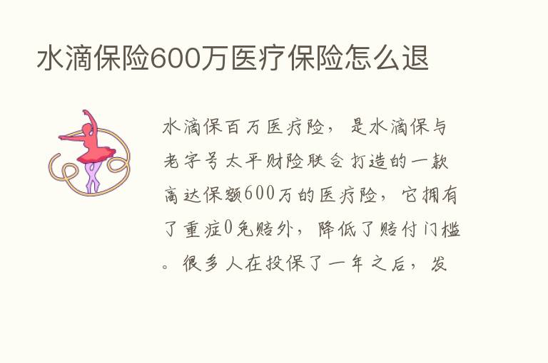 水滴      600万医疗      怎么退