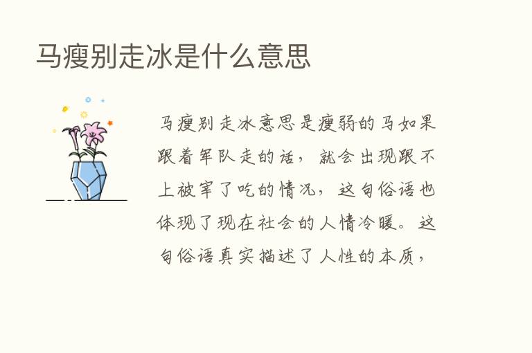 马瘦别走冰是什么意思