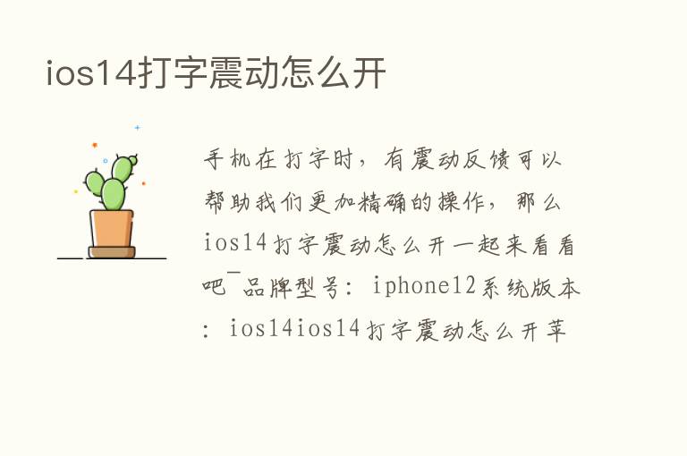 ios14打字震动怎么开