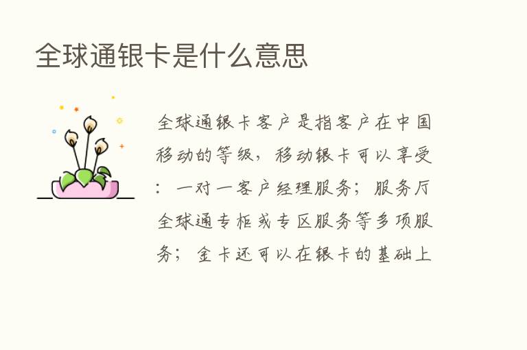 全球通银卡是什么意思