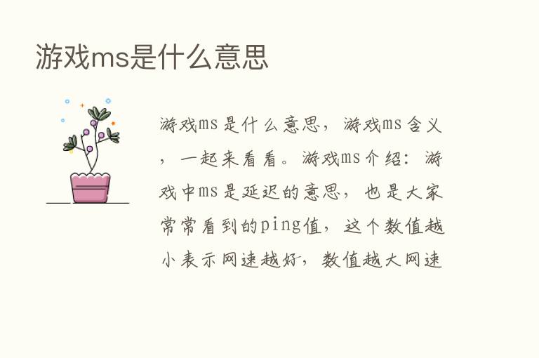 游戏ms是什么意思