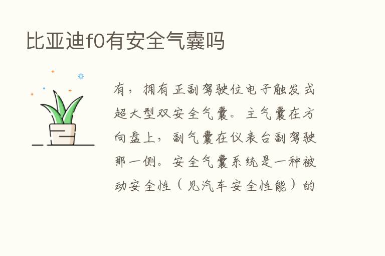 比亚迪f0有安全气囊吗