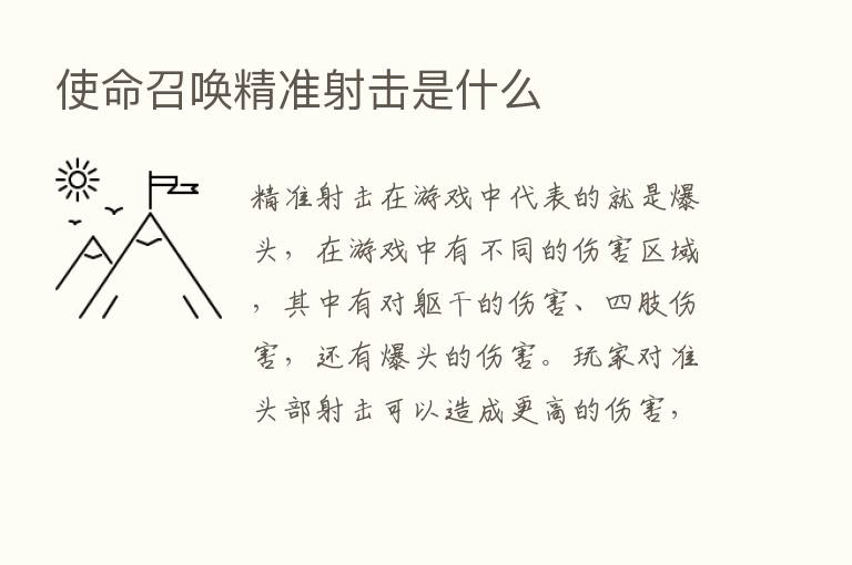 使命召唤精准射击是什么