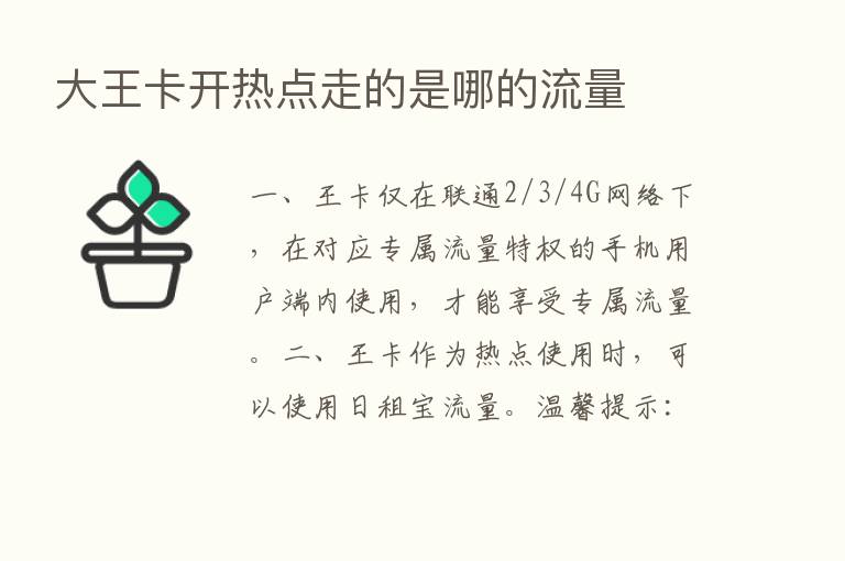 大王卡开热点走的是哪的流量